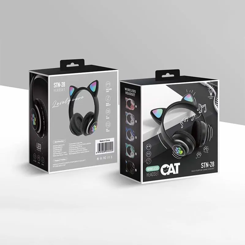 CAT STN-28 Wireless Cat Ear Headset Bluetooth 5.0 | 40mm Speaker, 400mAh Battery & 7 Hours Playtime - Stylish Over-Ear Headphones