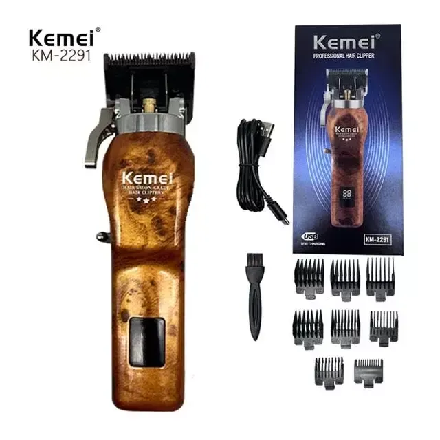 Original Kemei KM-2291 Professional Hair Clipper & Trimmer for Men | 2500mAh Battery, 350 Min Runtime, LED Display & USB Type-C Rechargeable Grooming Kit