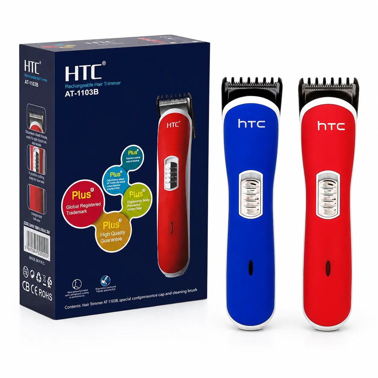 Original HTC AT-1103B Cordless Electric Hair & Beard Trimmer | Battery Powered Unisex Grooming Kit for All Hair Types