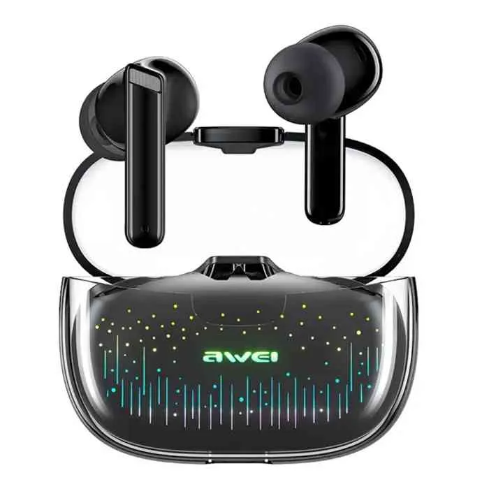 Awei T52 ANC TWS Wireless Earbuds Colorful Breathing Light Headphones