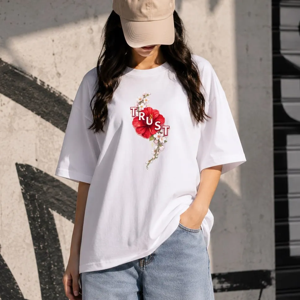 Premium Drop Shoulder T-Shirt for Women |Trendy Print Oversized Tee | Summer Friendly