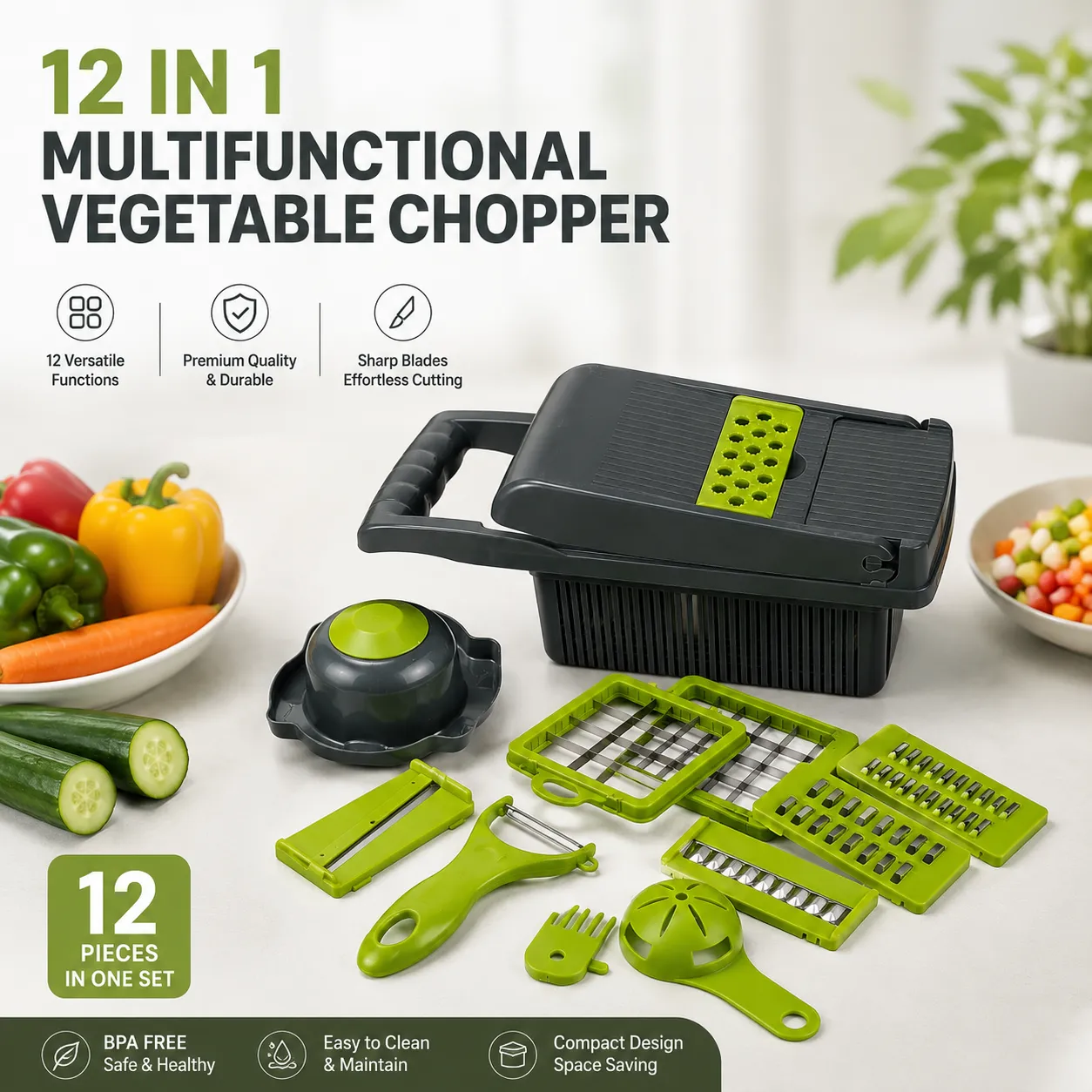 Revolutionize Cooking: 12-in-1 Multifunctional Vegetable Chopper Set