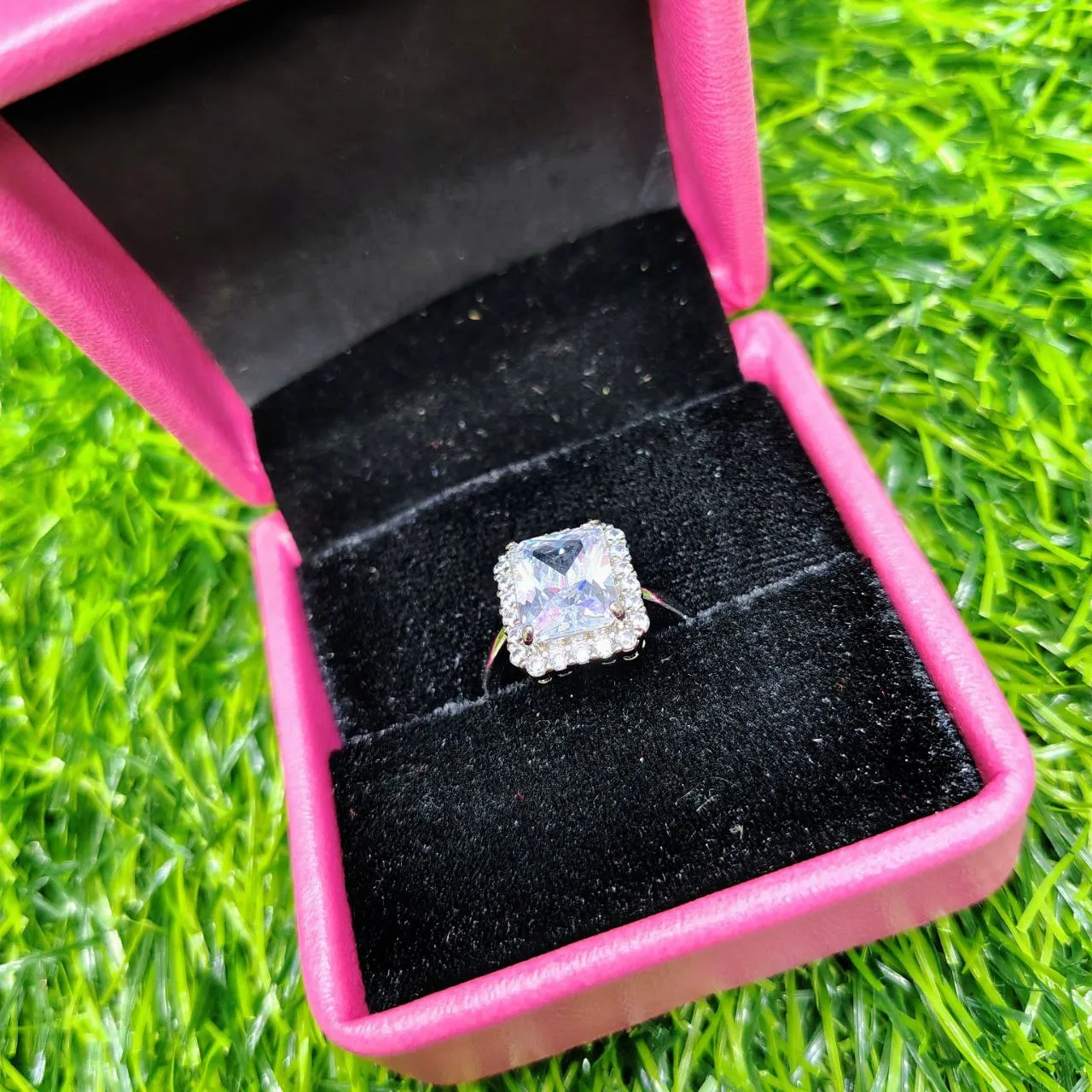 Elegant Square Zircon Stone Ring for Women