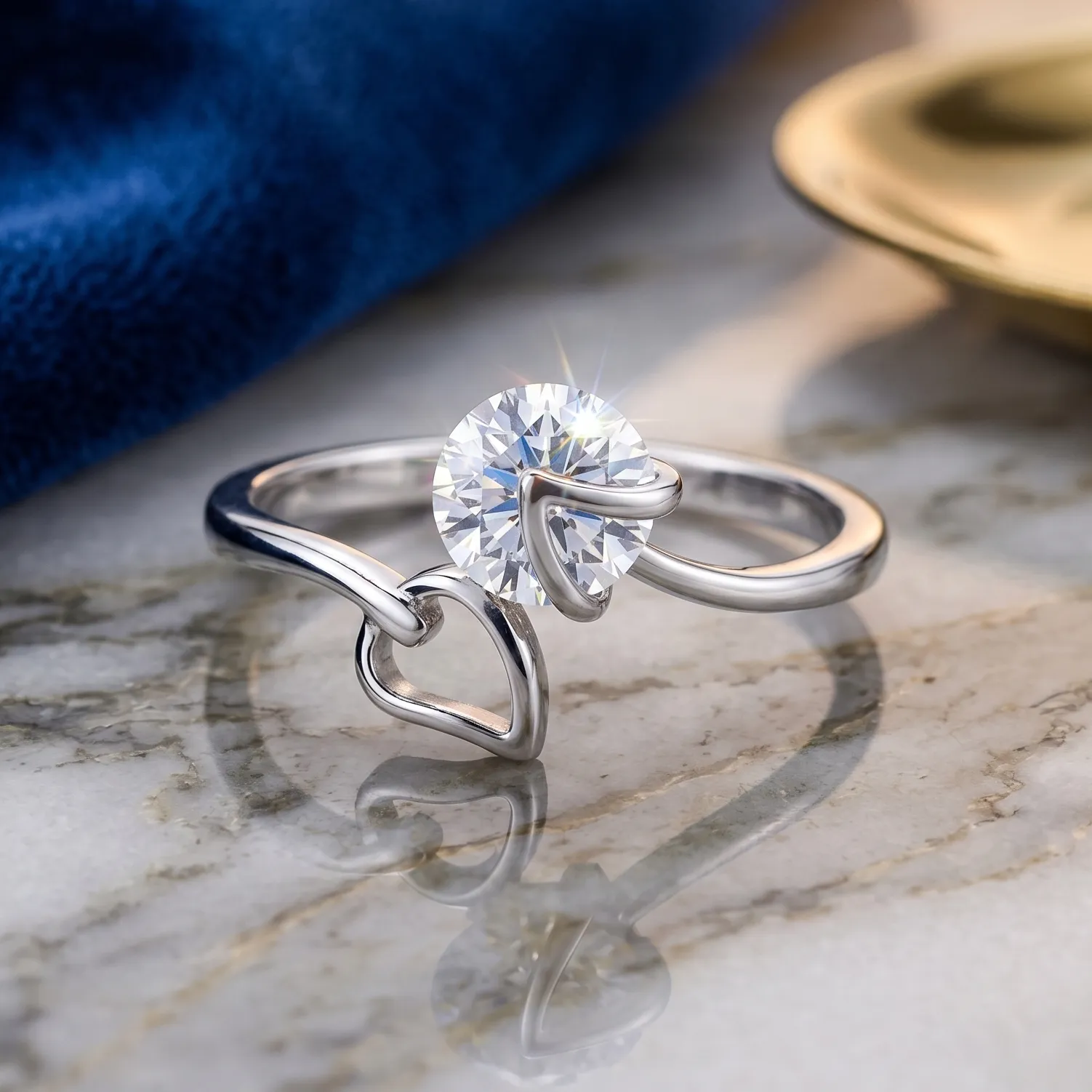 Spinning Heartstone Adjustable Ring