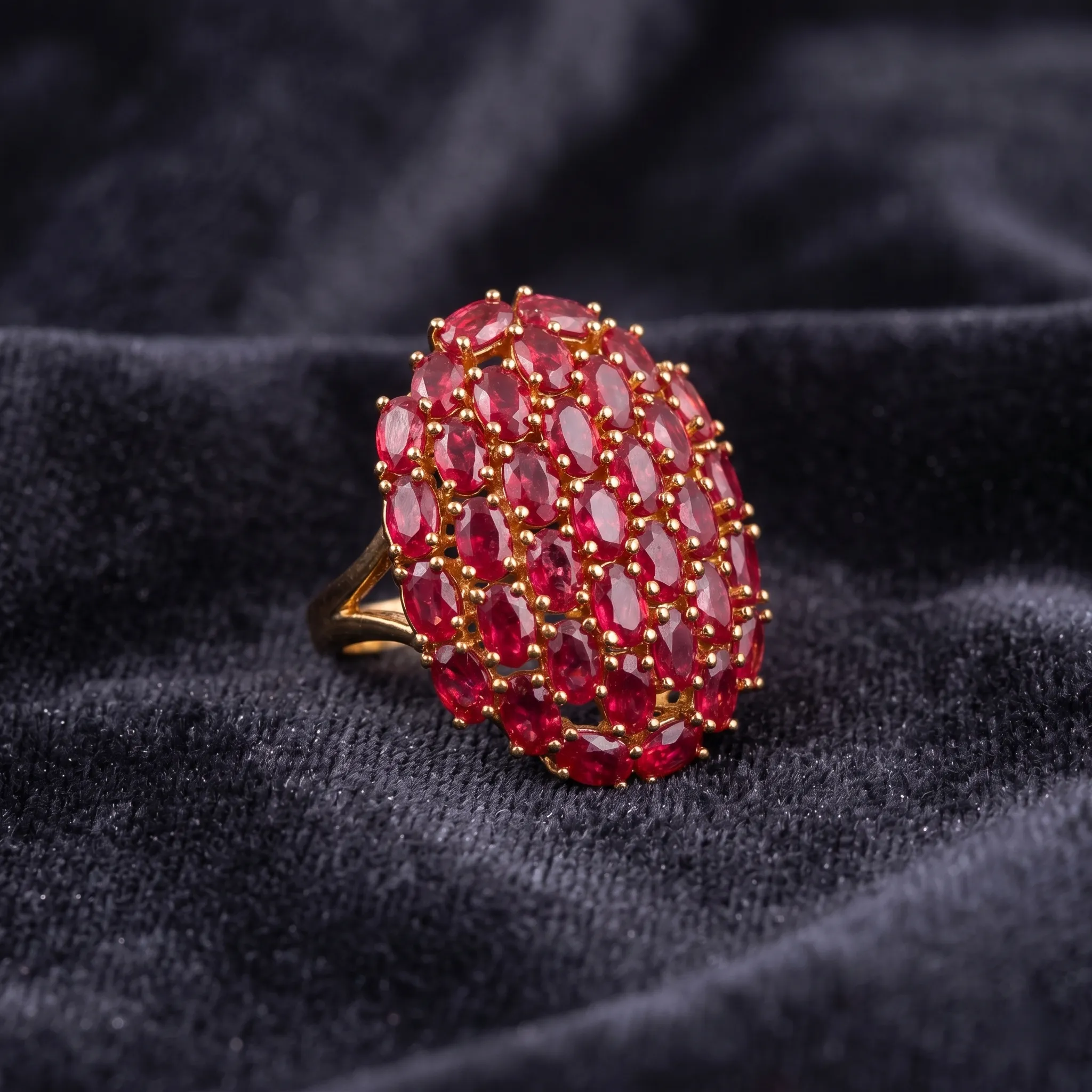 Royal Ruby Cluster Statement Ring