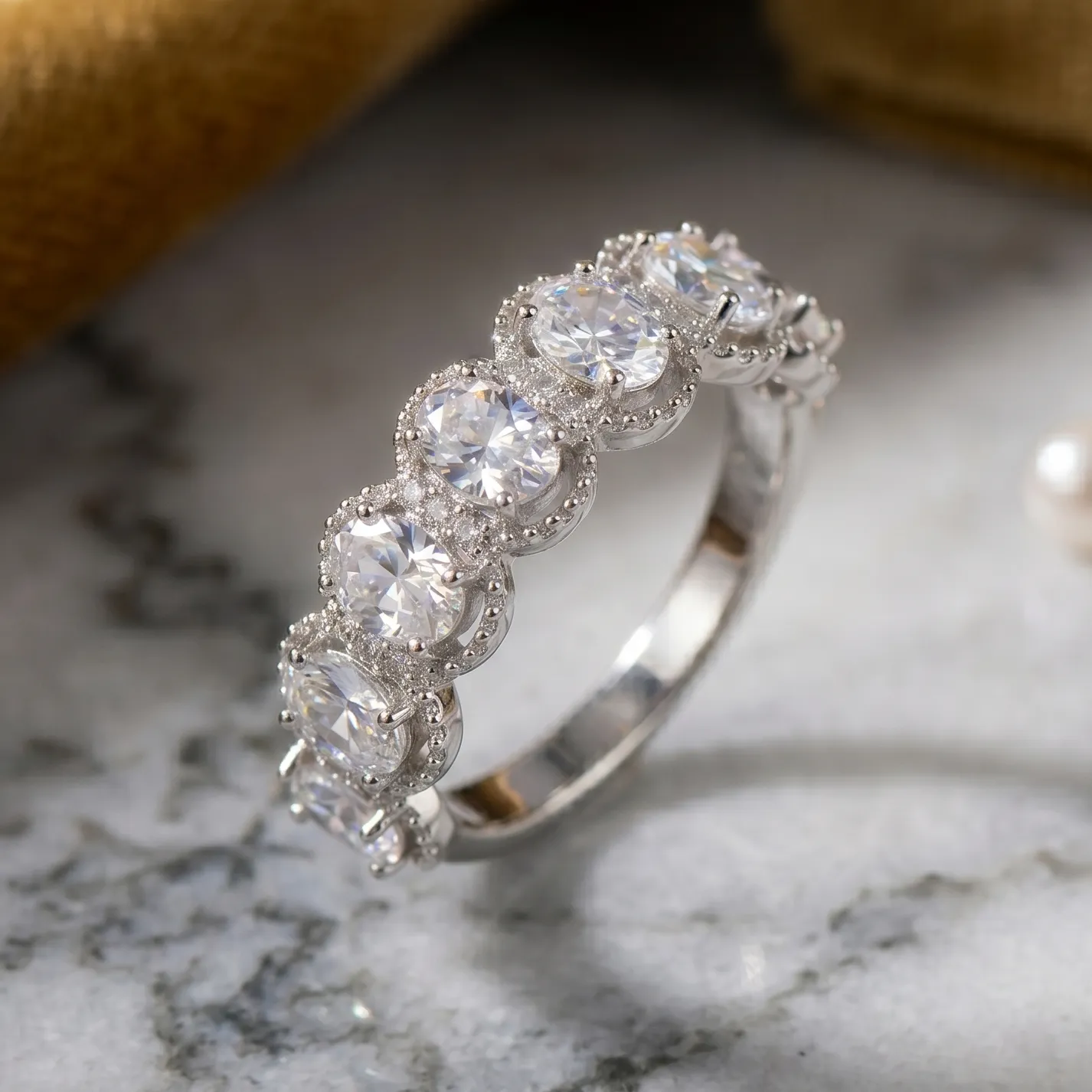 Vintage Oval Crystal Eternity Ring
