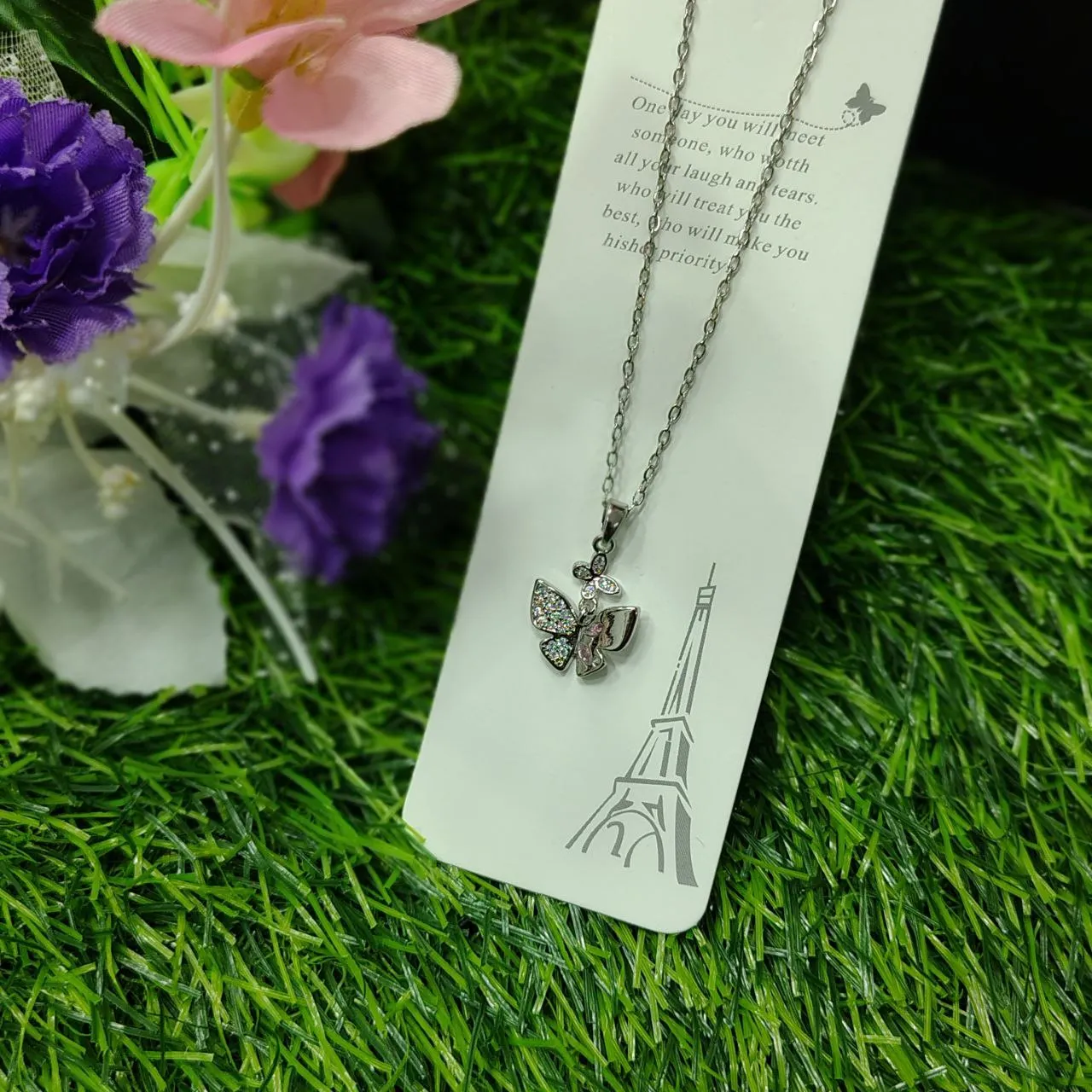 Fantasy Colorful Acrylic Butterfly Pendant Necklace  For Womens