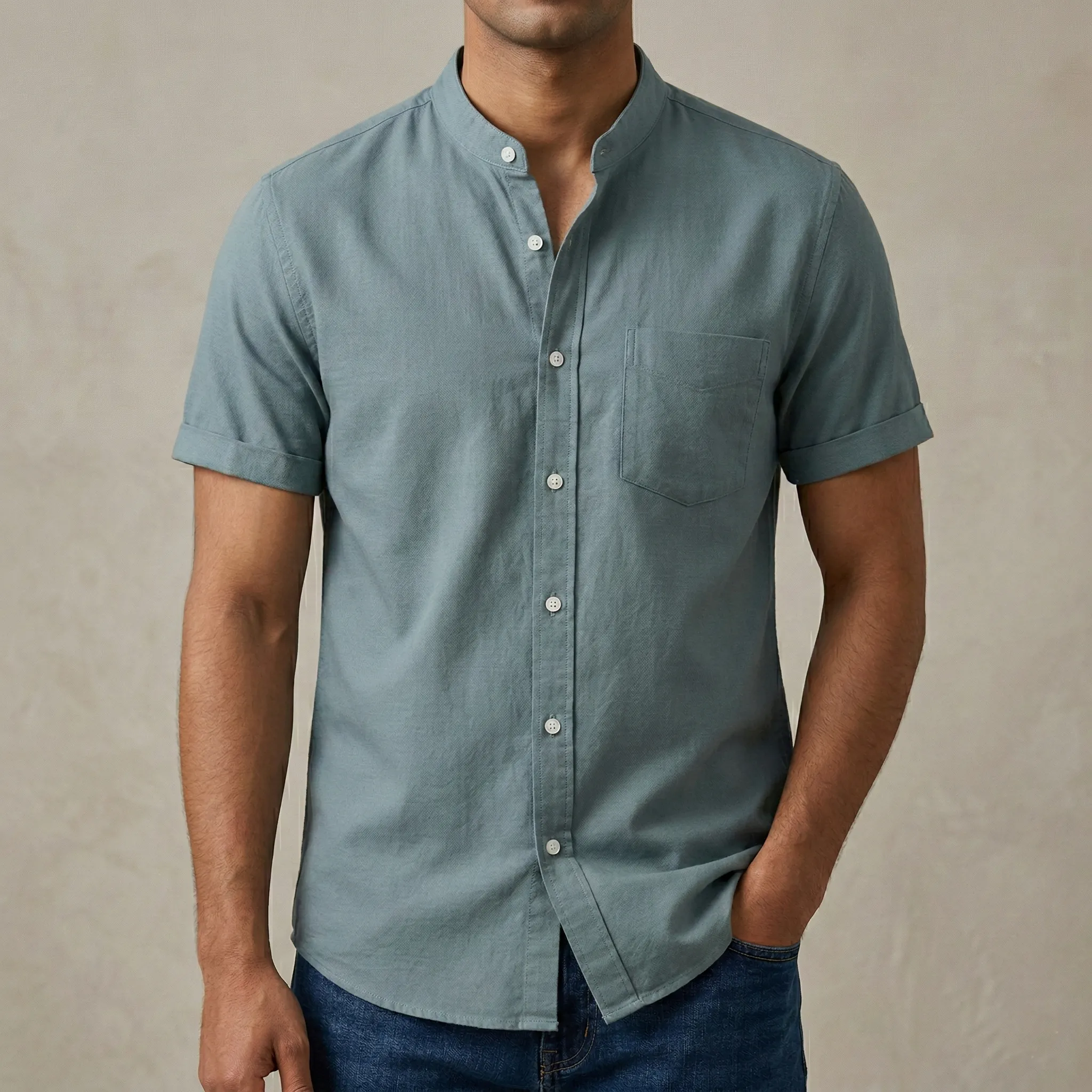 Fashionable half-sleeve shirt for men ( Ash)