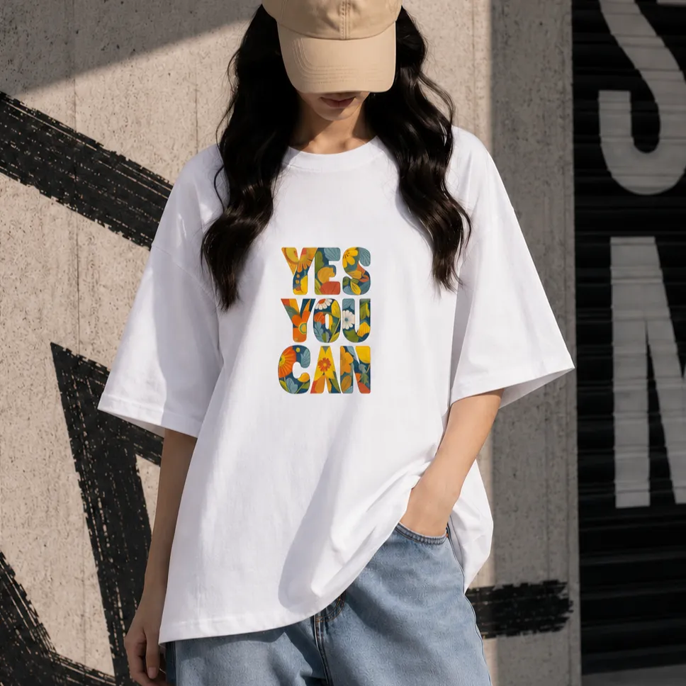 Premium Drop Shoulder T-Shirt for Women |Trendy Print Oversized Tee | Summer Friendly White