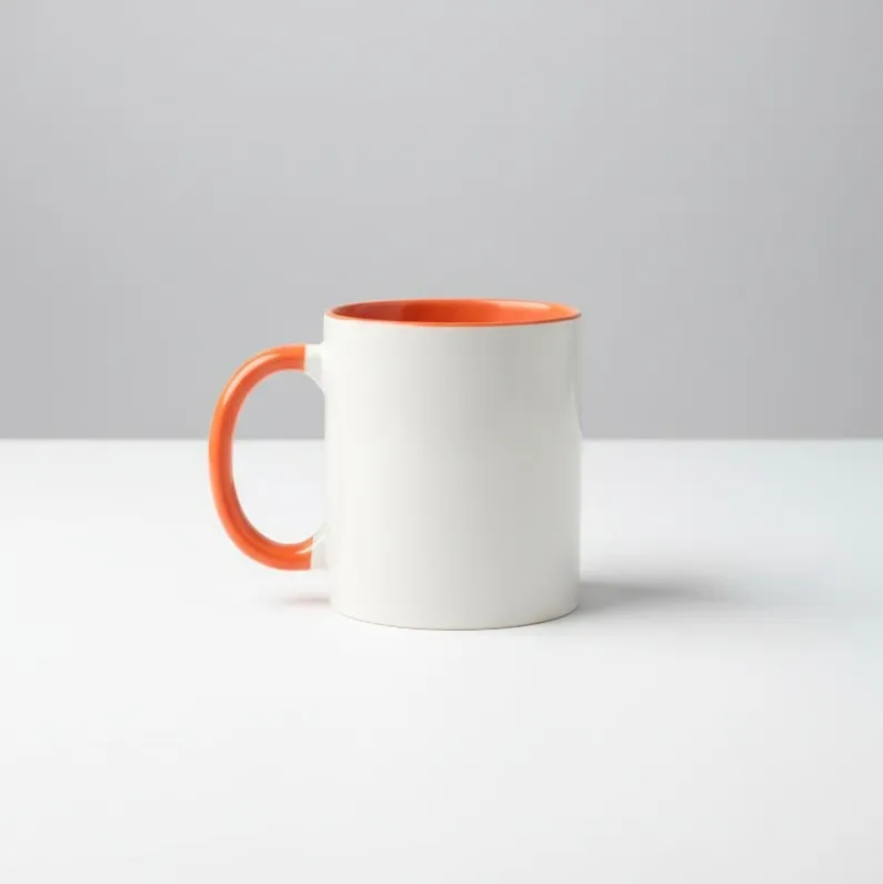 Rim Color Round Handle Coffee, Tea, Water Mug, Add Photo Text Logo Picture Image