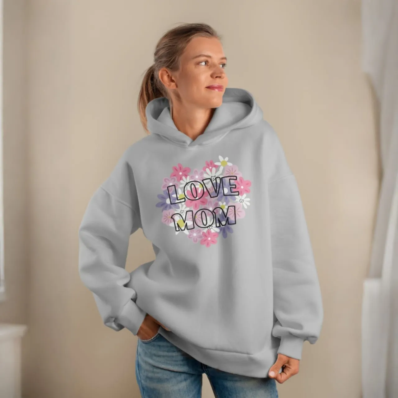 Premium Comfortable Printed Ladies Winter Hoodie ( Lite Blue )