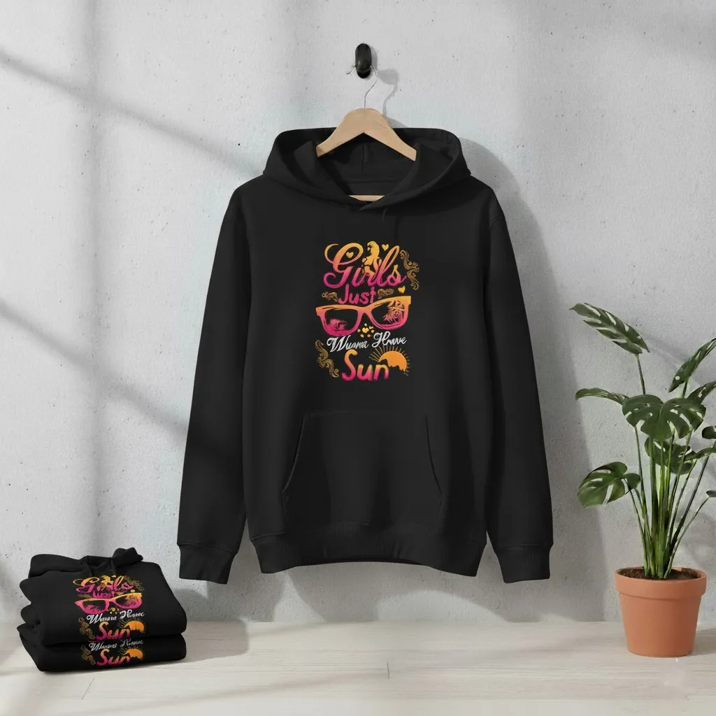Premium Comfortable Printed Ladies Winter Hoodie ( Black)