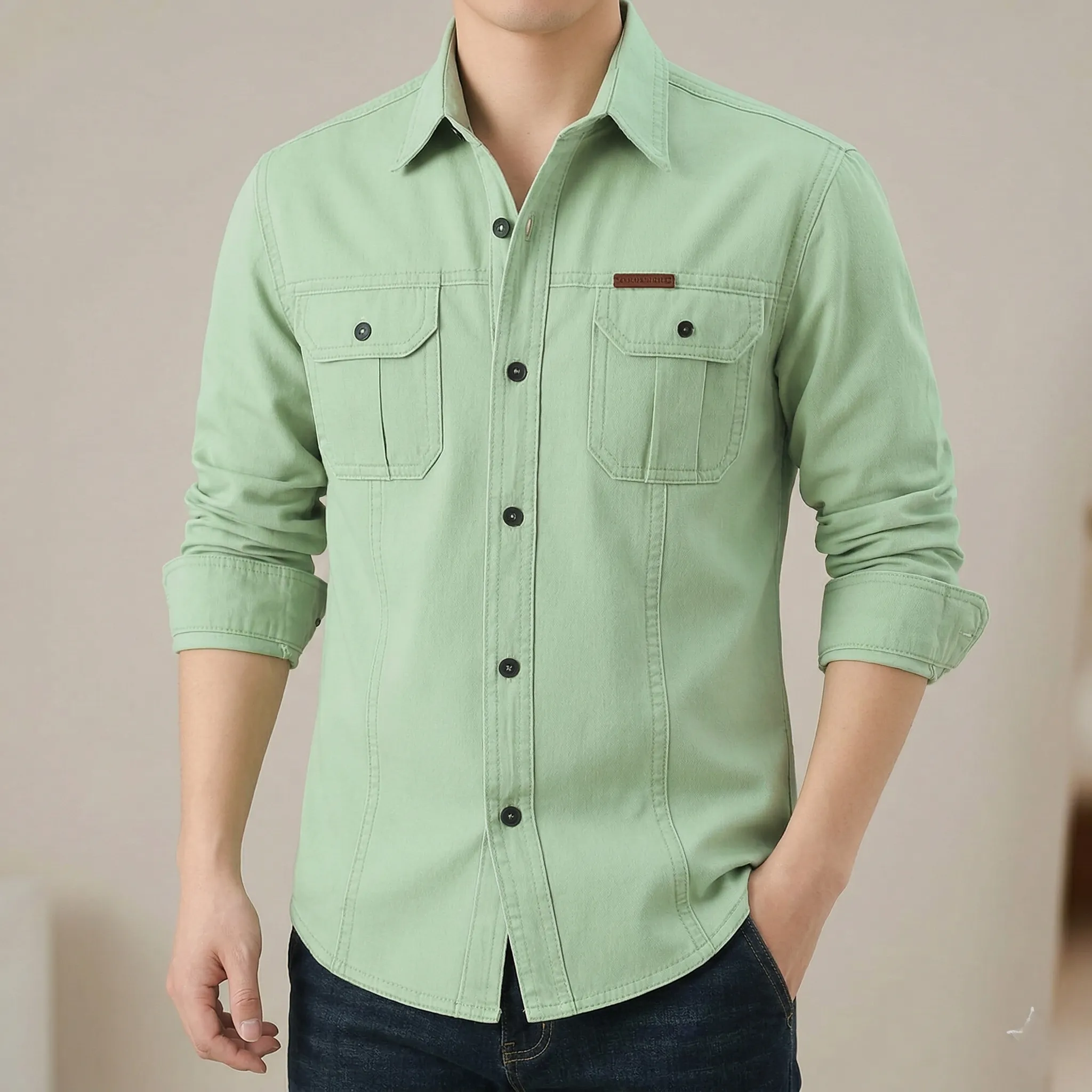 Full sleeves double pocket panel Shirt