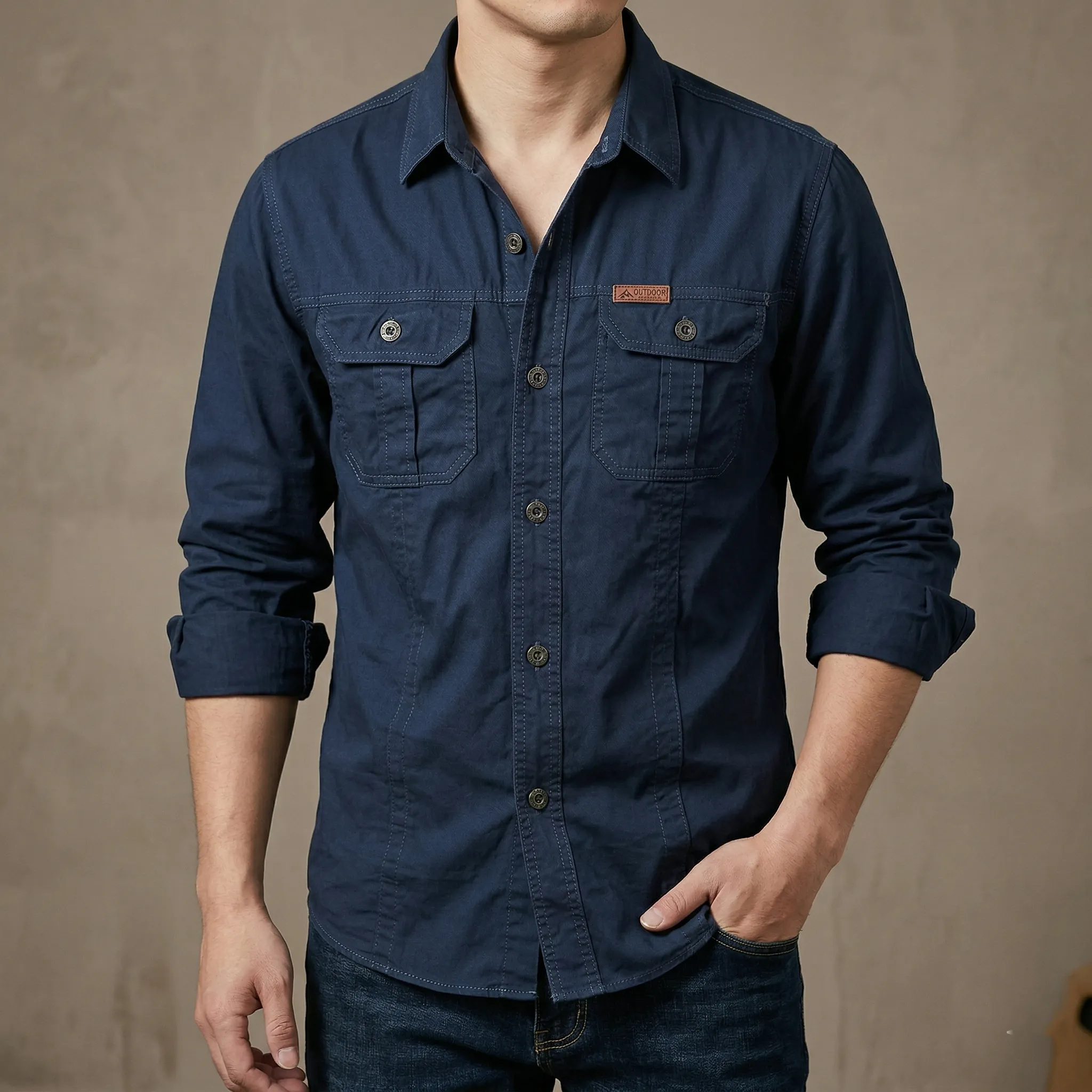 Full sleeves double pocket panel Shirt