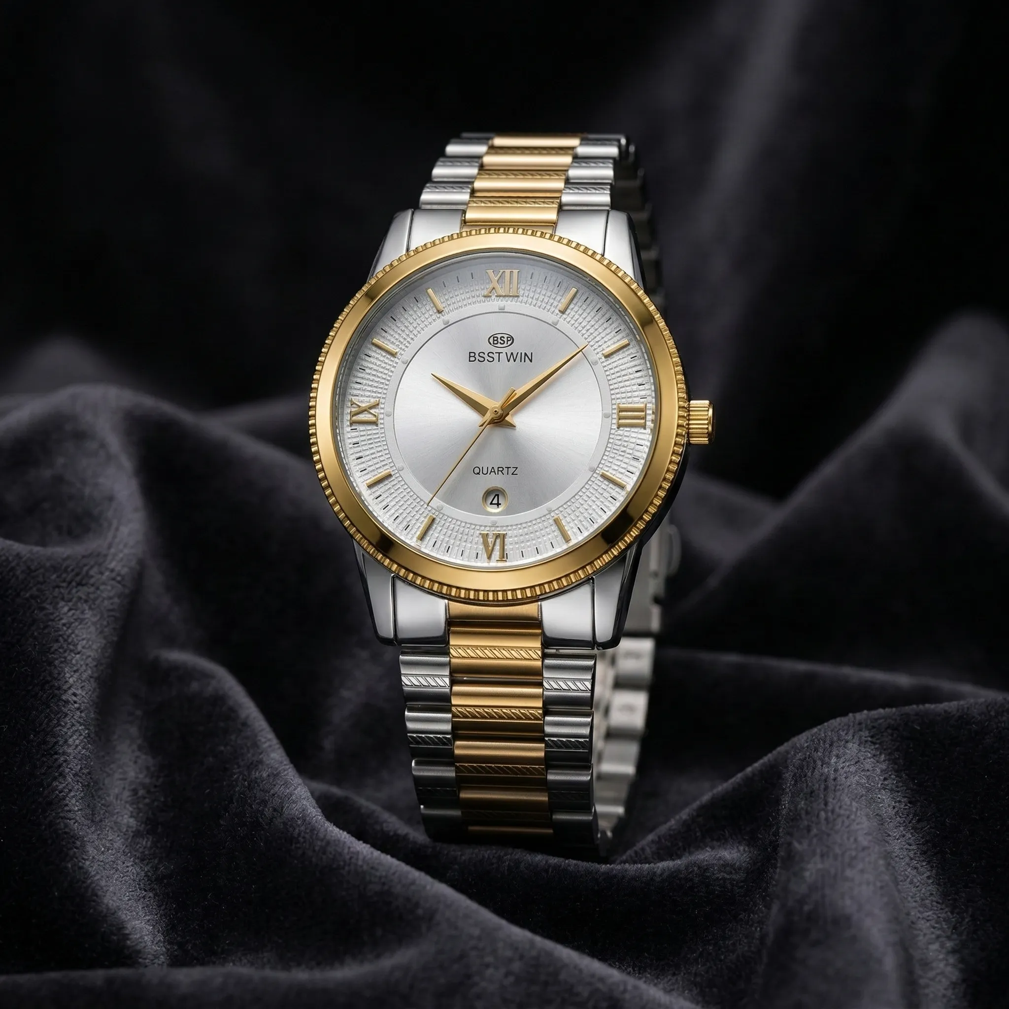 BEST WIN Luxury Ultra-Slim Men's Quartz Watch – 7mm Thin Case, 34mm Dial, Stainless Steel Band, 3ATM Water Resistant Dress Wristwatch with Free Chain Cutter & Gift Box
