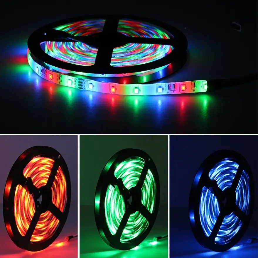 16 Feet RGB Remote Control LED Strip Light – Color Changing Flexible Strip with Flash, Strobe & Smooth Modes for TV Backlight, Gaming Setup & Room Decor