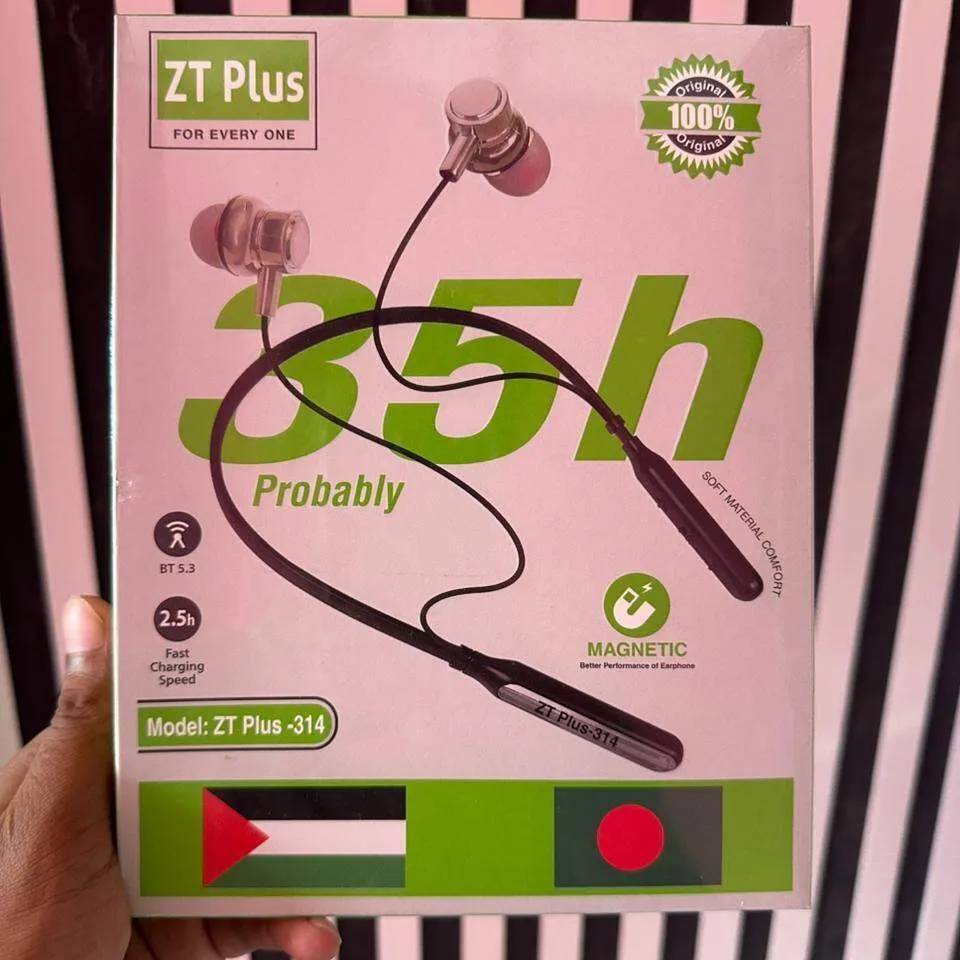 ZT Plus BT Wireless Neckband Earphone – Bluetooth 5.3 Headset with 35H Battery Life, Fast Charging, Deep Bass & Magnetic Metal Earbuds