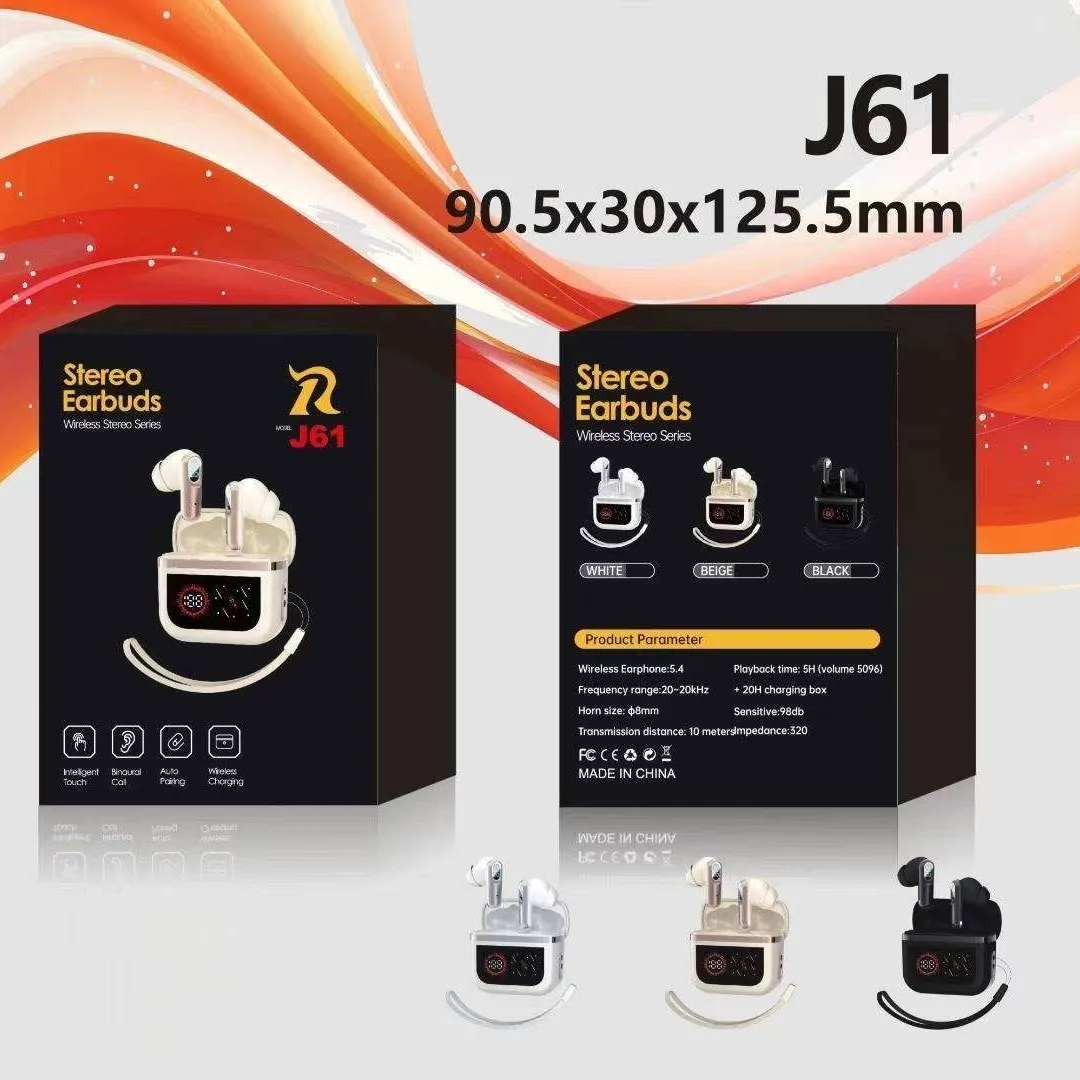 J61 True Wireless Earbuds – Low Latency Gaming TWS with Digital LED Battery Display, Smart Touch Control, Binaural HD Calling & Lanyard Case