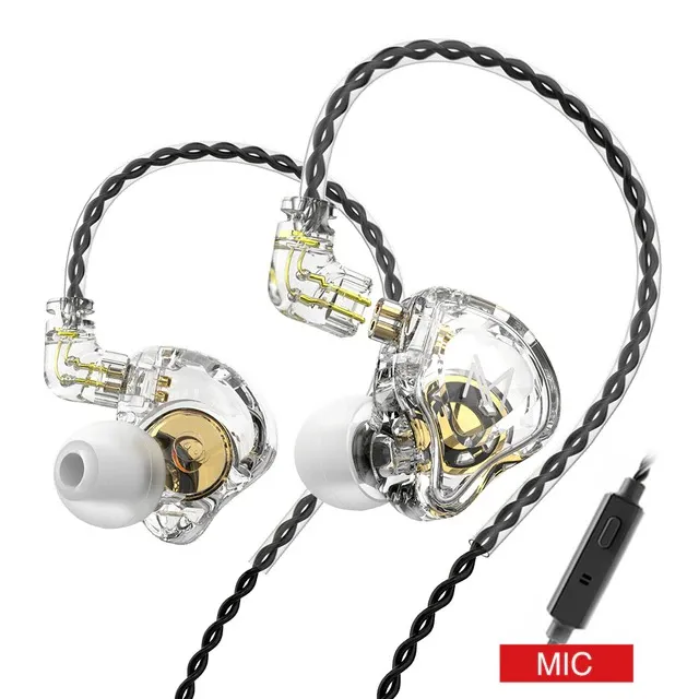 TRN MT1 Professional In-Ear Monitor Earphone – 10mm Dual Magnet Dynamic Driver Wired IEM with 0.75mm 2-Pin Detachable Cable, Transparent Polycarbonate Shell & 3.5mm L-Shaped Plug