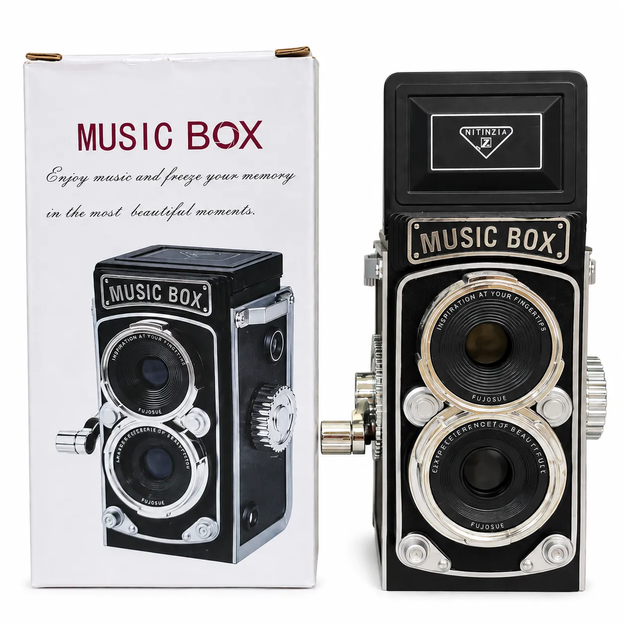 Vintage Retro Camera Shaped Mechanical Music Box