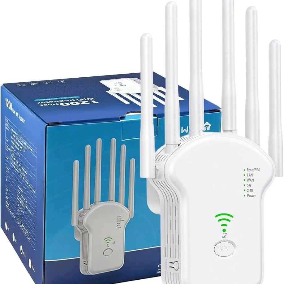 1200Mbps Wireless WiFi Router Dual-Band 2.4G 5G WiFi Extender 6 Antenna Network Amplifier WPS WiFi Signal
