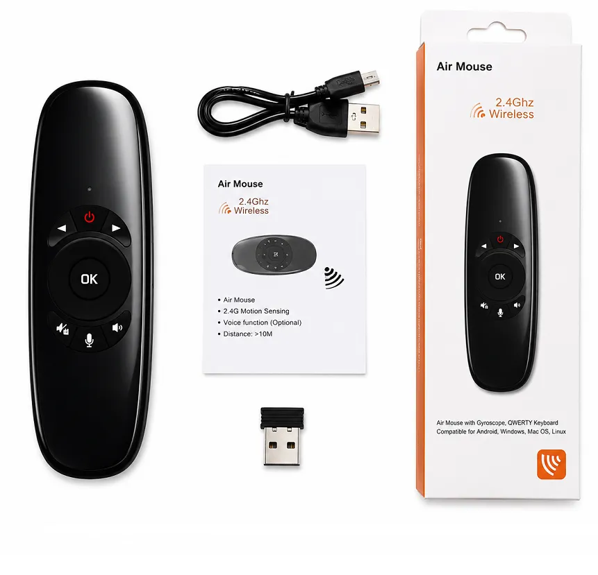 Wireless Air Mouse with Dual-Sided QWERTY Keyboard & Gyroscope