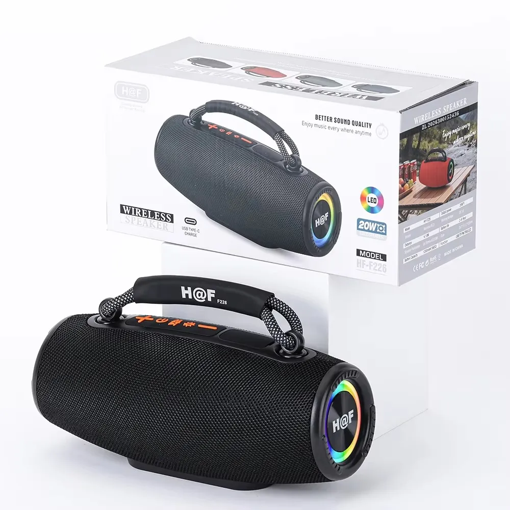 HF-F226 Portable Stereo Woofer Blue-tooth Speaker Super Bass Hifi Music IPX4 Waterproof Travel Wireless BT Speaker