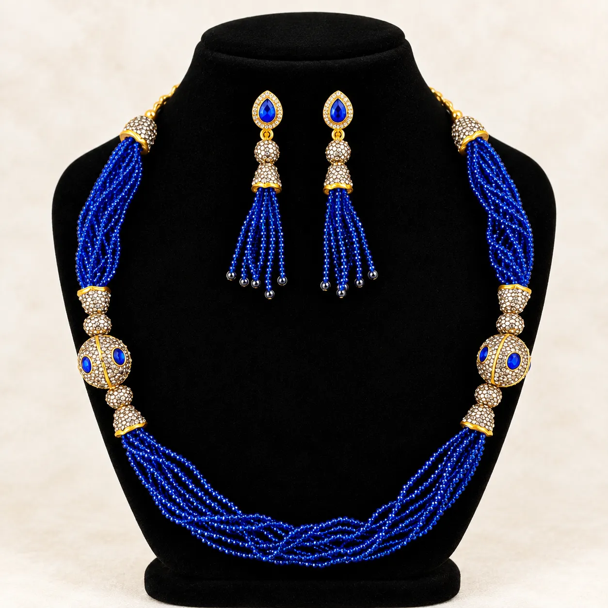 Premium Turkish Crystal and Antique Ball Necklace Set