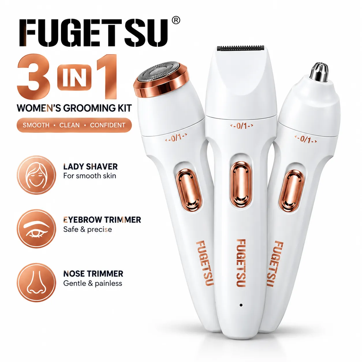 3 in 1 Rechargeable Women's Razor & Eyebrow Trimmer