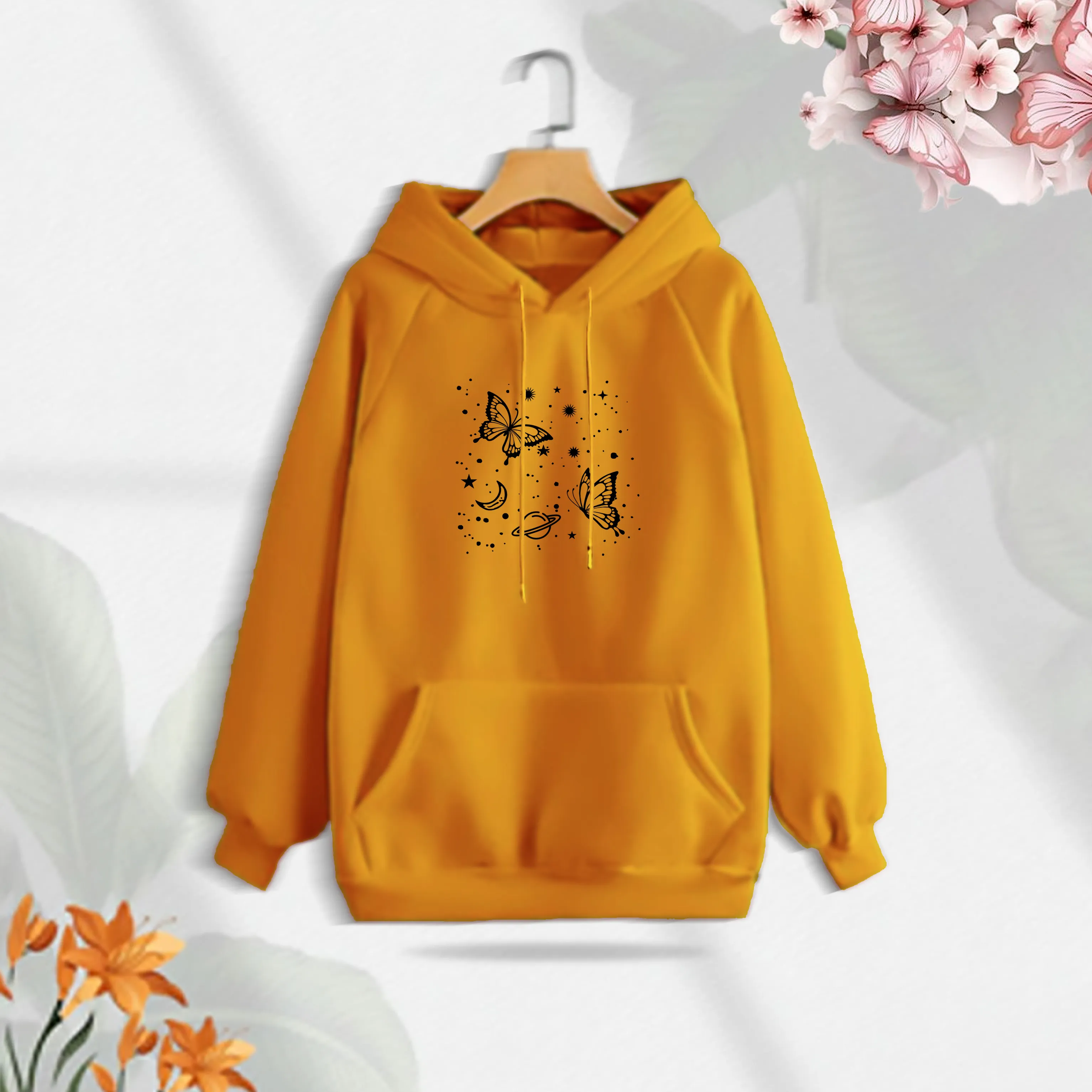 Premium Comfortable (Butterflies Glove) Ladies winter hoodie