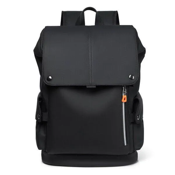 Men's Premium Waterproof PU Leather Laptop Backpack - Black
